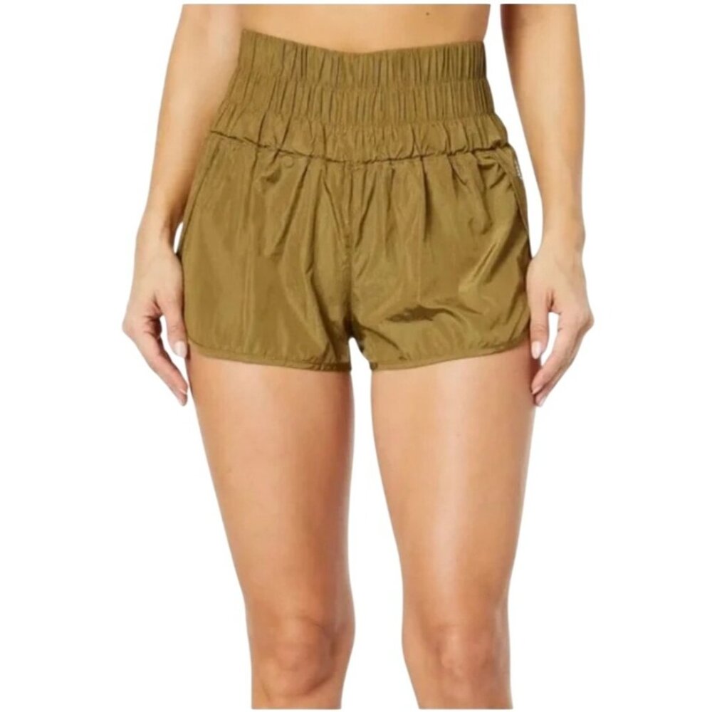 Free People Movement Womens The Way Home Army Elastic Waist Shorts Large